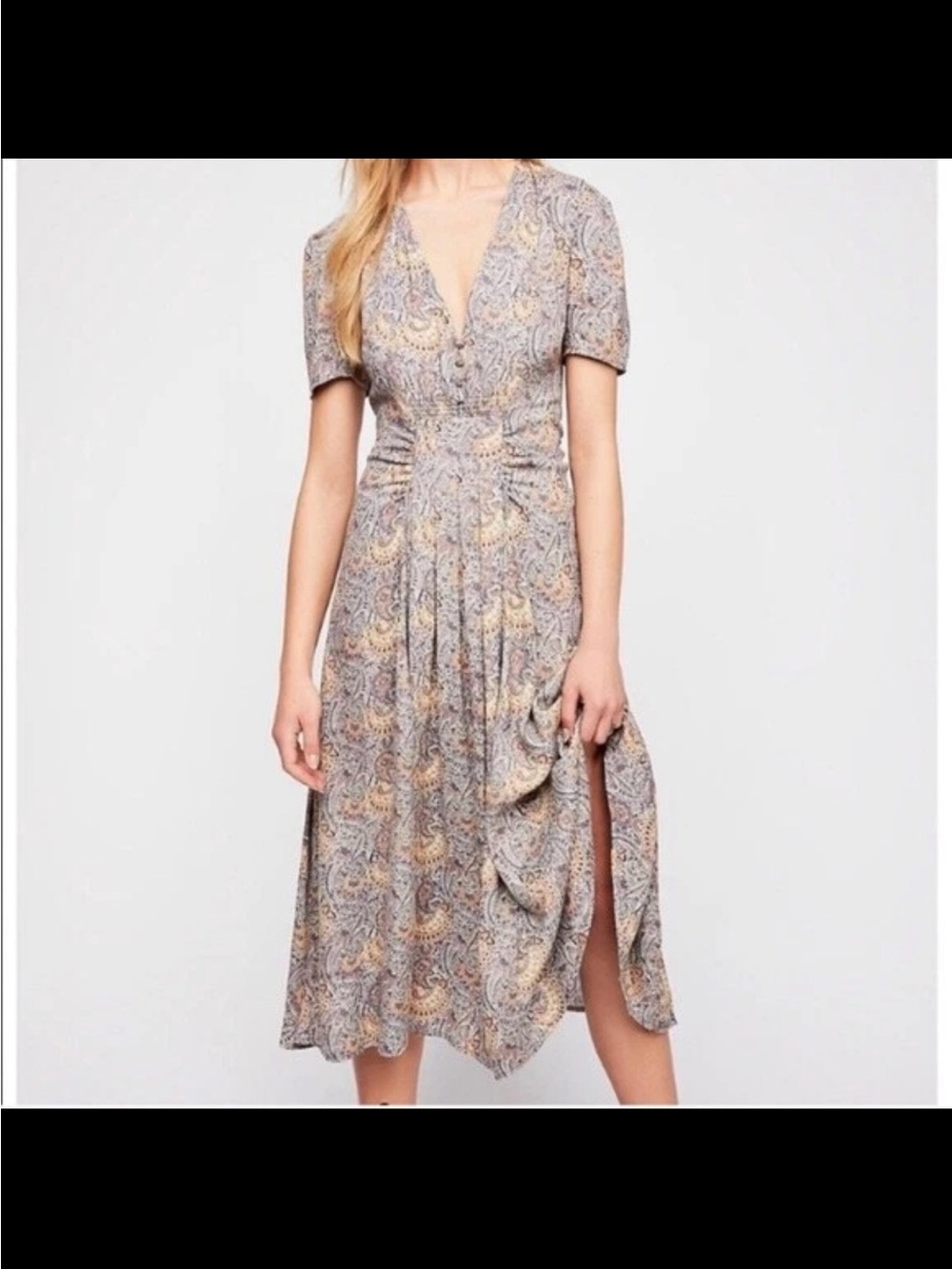 EUC Free People Olivia Midi Purple Paisley Print Dress - Size 10